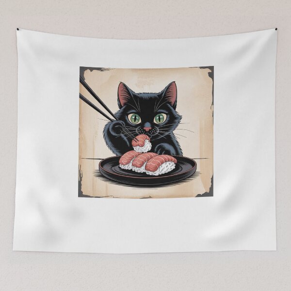 Item preview, Cute Cat Eating Sushi designed and sold by SOUFIANE1991.