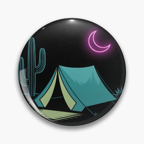 Item preview, Desert Night Camping Under Neon Moon – Retro Tent & Cactus Vibes designed and sold by NoctaHike.