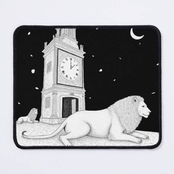 Item preview, Mysterious Clock and Lions – Medieval Fantasy Art with Night Ambience designed and sold by Amateurtrader.