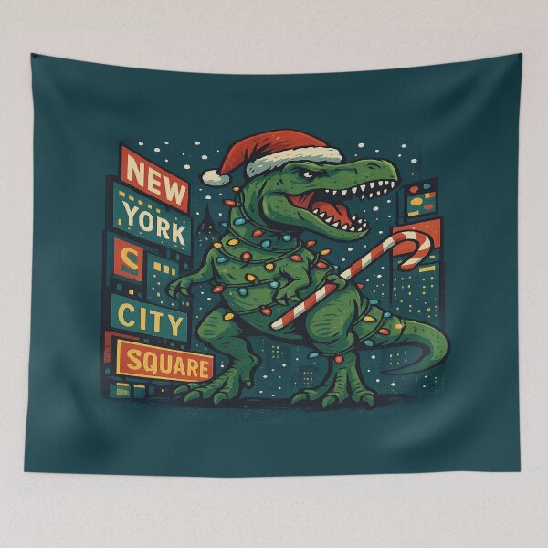 Item preview, Times Square T-Rex: Funny Christmas Dinosaur Lights Up NYC designed and sold by Globalcitytees.