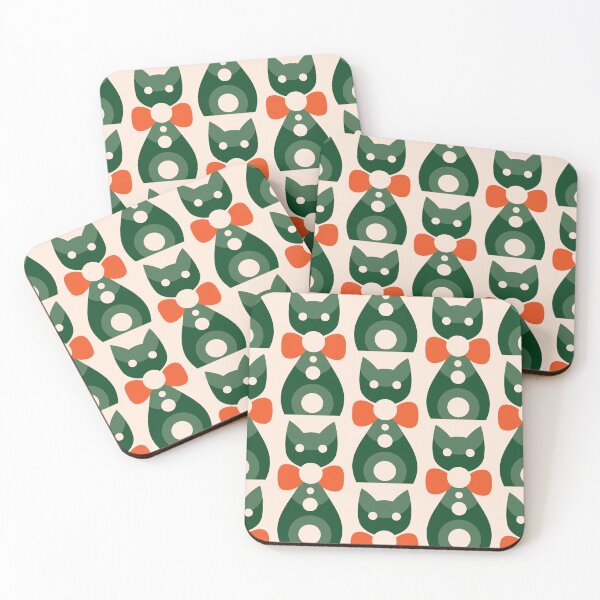 Item preview, Retro cats pattern / green and orange /3477C designed and sold by RouCouCou.