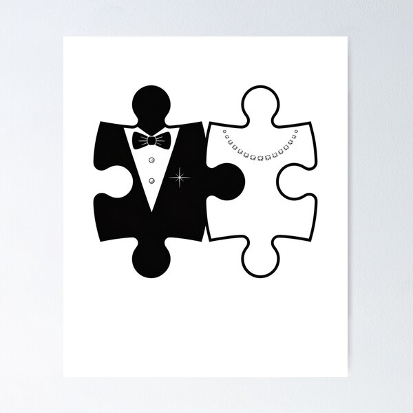 Artikelvorschau, Puzzleteile Hochzeitsmotiv entworfen und verkauft von MooonTees.