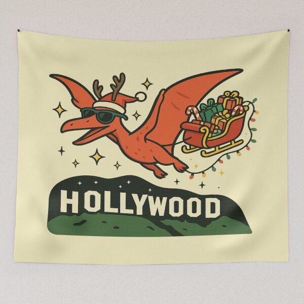 Item preview, Hollywood Sleigh: Funny Christmas Dinosaur for Merry Christmas & Dinosaur Lovers designed and sold by Globalcitytees.