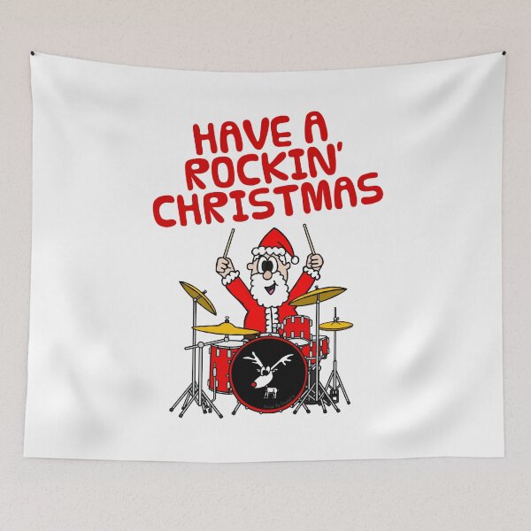 Item preview, Have A Rockin' Christmas, Santa Playing Drums, Drummer Musician designed and sold by doodlerob.