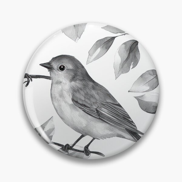 Aperçu de l'œuvre Oiseaux chanteurs et feuilles monochromes créée et vendue par Jonaree Art Design.