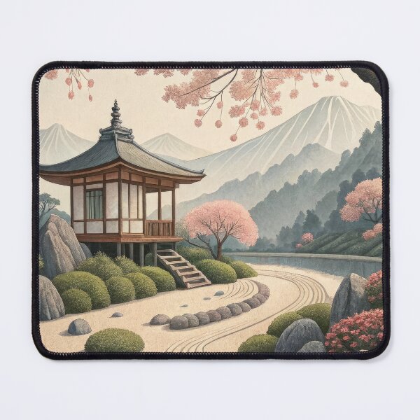 Item preview, Traditional Japanese Zen Garden with Pagoda - Serene Temple Landscape designed and sold by alfmar.