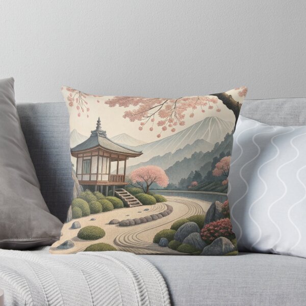 Item preview, Traditional Japanese Zen Garden with Pagoda - Serene Temple Landscape designed and sold by alfmar.