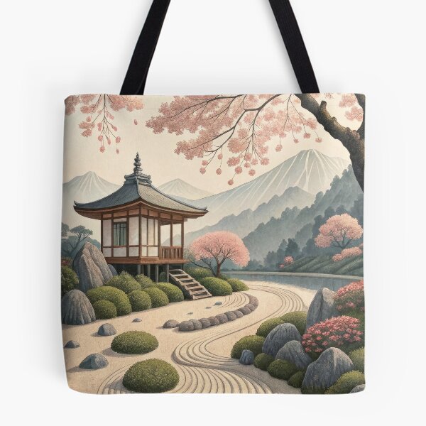 Item preview, Traditional Japanese Zen Garden with Pagoda - Serene Temple Landscape designed and sold by alfmar.