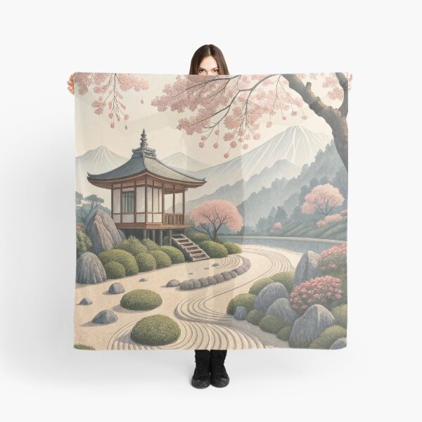 Item preview, Traditional Japanese Zen Garden with Pagoda - Serene Temple Landscape designed and sold by alfmar.