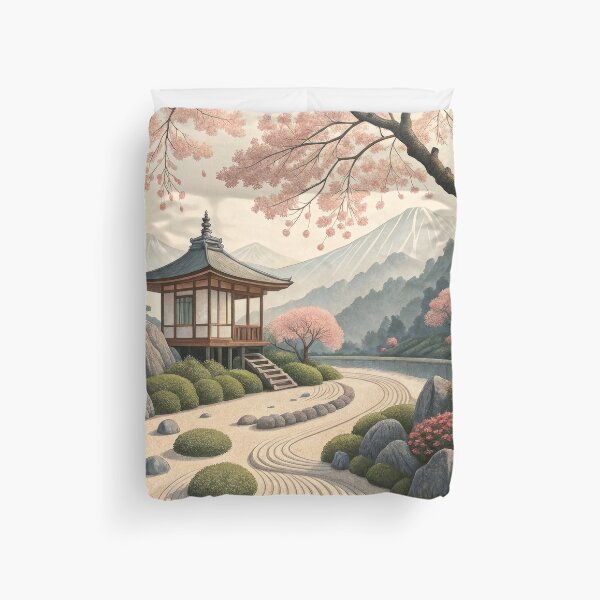 Item preview, Traditional Japanese Zen Garden with Pagoda - Serene Temple Landscape designed and sold by alfmar.