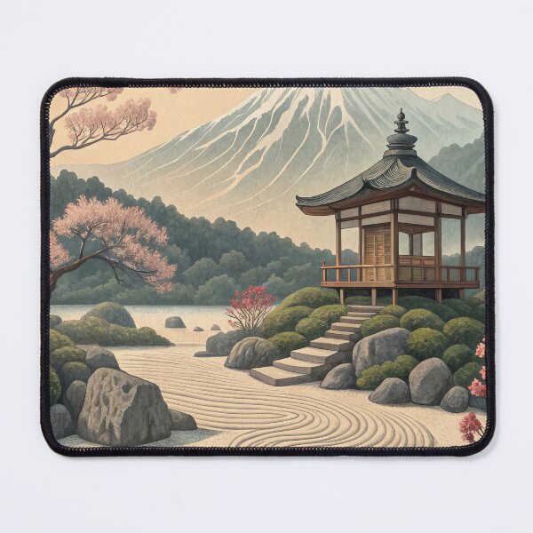 Item preview, Traditional Japanese Zen Garden with Pagoda - Serene Temple Landscape designed and sold by alfmar.