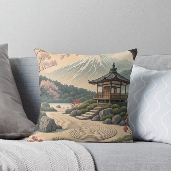 Item preview, Traditional Japanese Zen Garden with Pagoda - Serene Temple Landscape designed and sold by alfmar.