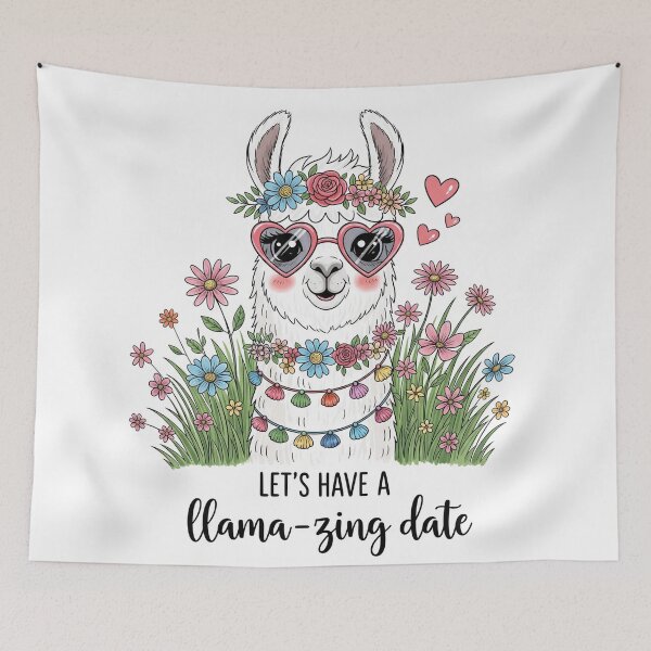 Item preview, Let's Have A Llama-Zing Date Floral Llama designed and sold by Owcomm.