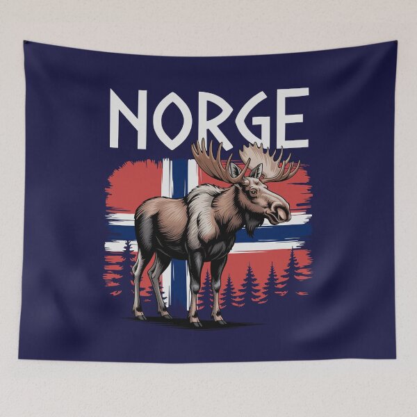 Item preview, Norge Norway Moose – Nordic Wildlife Art with Flag and Forest designed and sold by Infinitee8hirts.