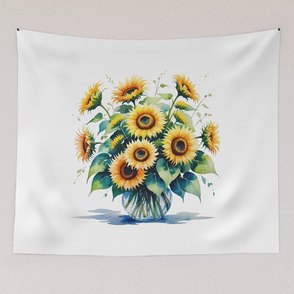 Artikelvorschau, Aquarell Sonnenblumenstrauß – Leuchtende Sommerblumen entworfen und verkauft von Pixel--Threads.