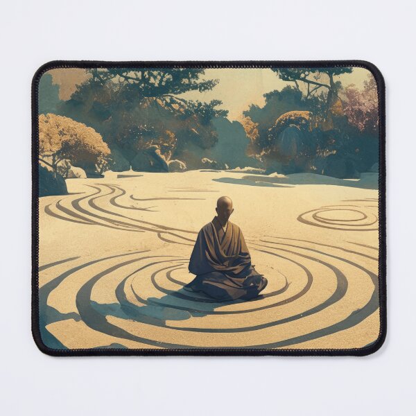Item preview, Zen Monk Meditation in Japanese Garden - Buddhist Mindfulness Art designed and sold by alfmar.