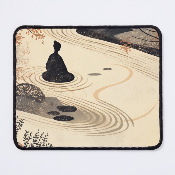 Item preview, Zen Monk Meditation in Japanese Garden - Buddhist Mindfulness Art designed and sold by alfmar.