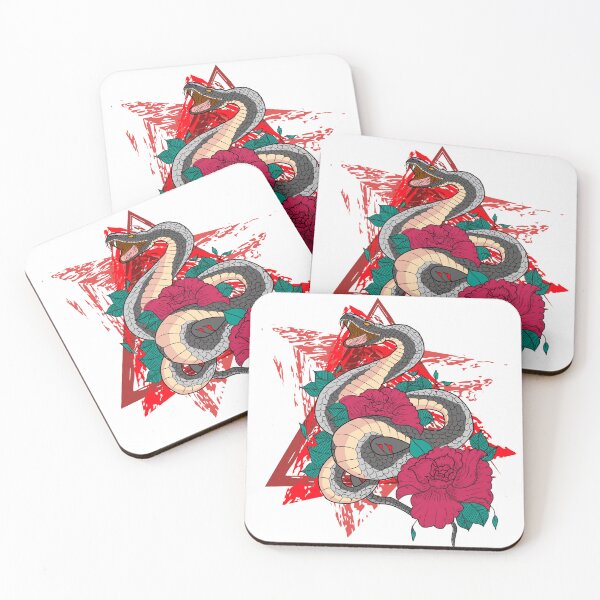 Item preview, Snake with red roses on a red background  designed and sold by Patsmerch.
