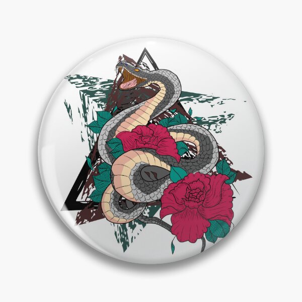 Item preview, Snake with red roses on a green, black and brown background  designed and sold by Patsmerch.