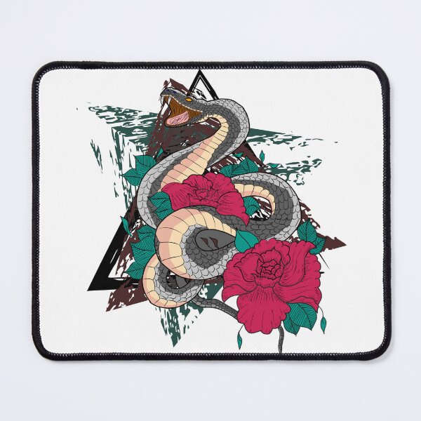 Item preview, Snake with red roses on a green, black and brown background  designed and sold by Patsmerch.