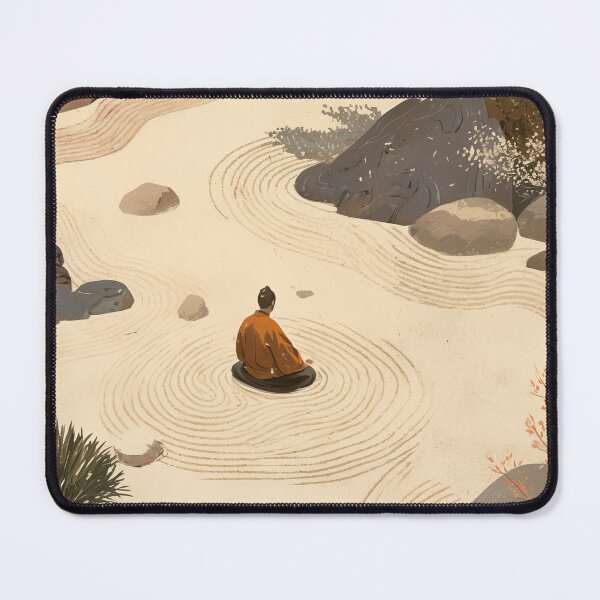 Item preview, Zen Monk Meditation in Japanese Garden - Buddhist Mindfulness Art designed and sold by alfmar.