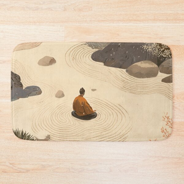 Item preview, Zen Monk Meditation in Japanese Garden - Buddhist Mindfulness Art designed and sold by alfmar.