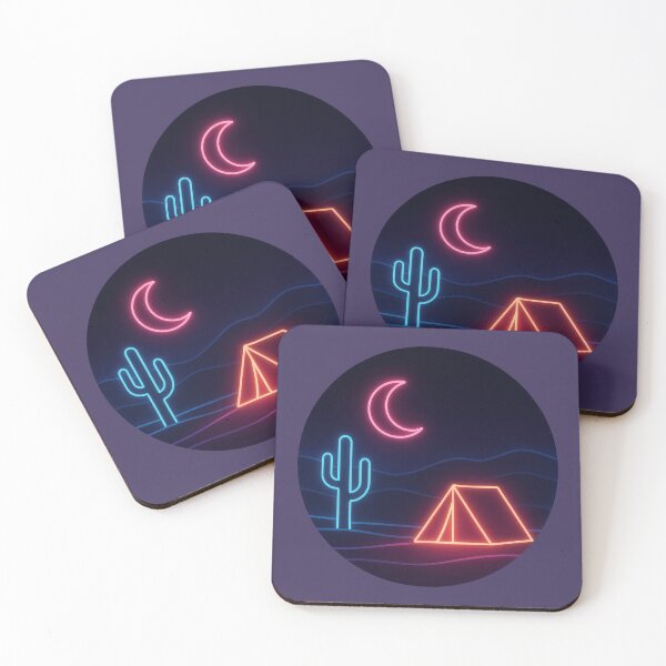 Item preview, Neon Desert Camping Night – Retro Glow Tent & Cactus Moon Design designed and sold by NoctaHike.