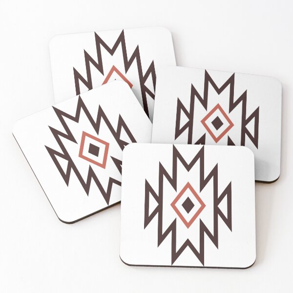Item preview, Aztec Western Cutout – Geometric Tribal Design in Brown Muted Red designed and sold by EmeraldeaArt.