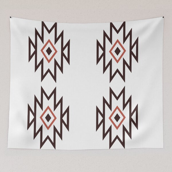 Aperçu de l'œuvre Découpe aztèque occidentale – Motif tribal géométrique en brun et rouge atténué créée et vendue par EmeraldeaArt.