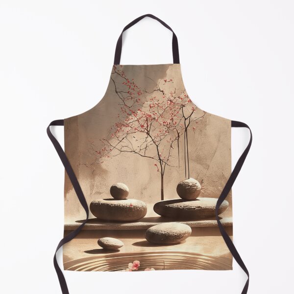 Item preview, Japanese Zen Garden with Cherry Blossoms and Balance Stones - Peaceful Meditation Art designed and sold by alfmar.