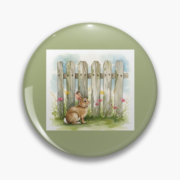 Item preview, Peaceful Bunny by the Fence – Watercolor Animal Art designed and sold by Twittlefish.
