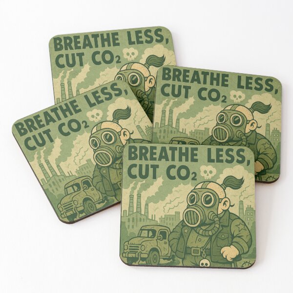 Item preview, Breathe Less – Cut CO₂: Retro Climate Poster designed and sold by Boldolka.