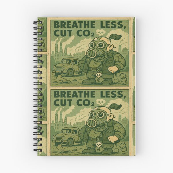 Item preview, Breathe Less – Cut CO₂: Retro Climate Poster designed and sold by Boldolka.