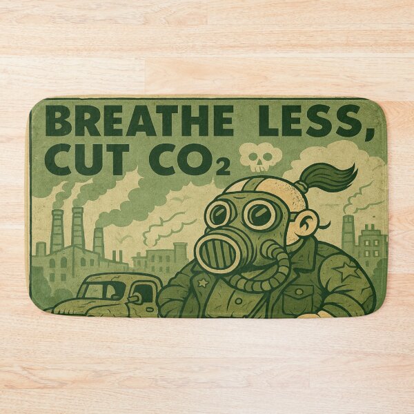 Item preview, Breathe Less – Cut CO₂: Retro Climate Poster designed and sold by Boldolka.