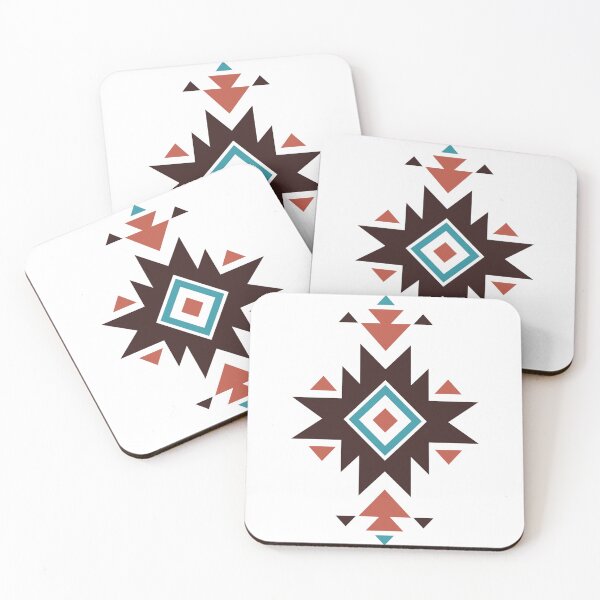 Item preview, Southwest Star Emblem – Geometric aztec Tribal Motif with Turquoise & Terracotta designed and sold by EmeraldeaArt.