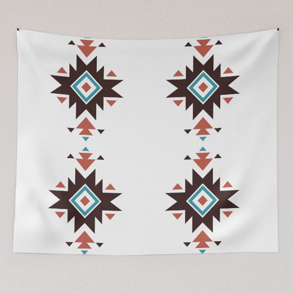Aperçu de l'œuvre Emblème de l'étoile du Sud-Ouest – Motif tribal géométrique aztèque avec turquoise et terre cuite créée et vendue par EmeraldeaArt.
