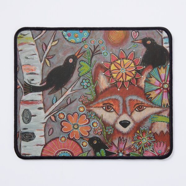 Item preview, Feeling Foxy contemporary acrylic painting with blackbirds & flowers  designed and sold by Suzanne Thomson.