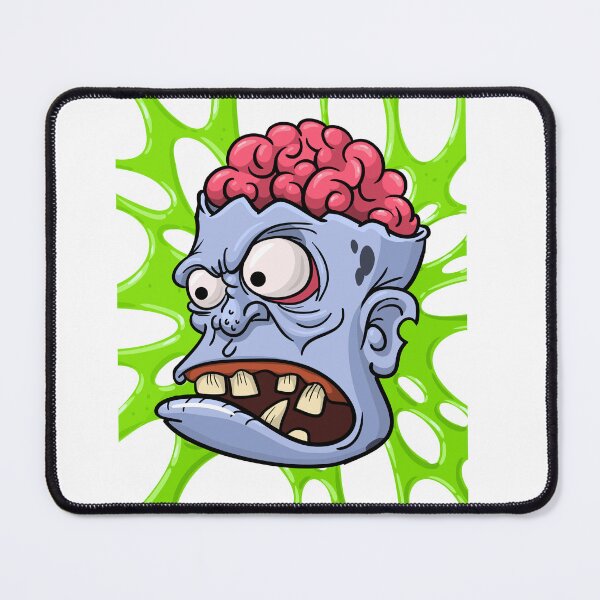 Item preview, Zombie with a brain out on green slime background designed and sold by Patsmerch.
