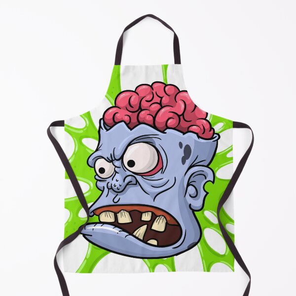 Item preview, Zombie with a brain out on green slime background  designed and sold by Patsmerch.