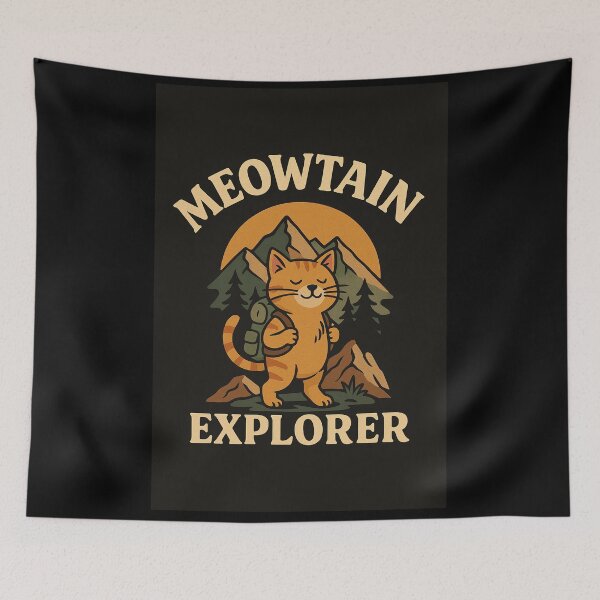 Item preview, Meowtain Explorer – Funny Hiking Cat Retro Adventure Design designed and sold by Domci.