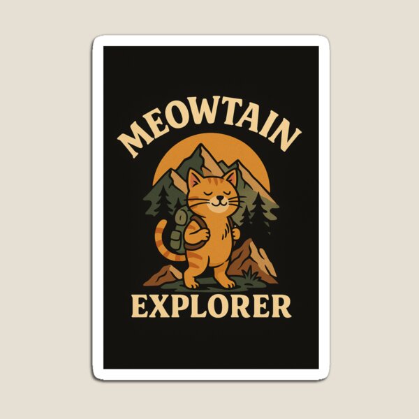 Item preview, Meowtain Explorer – Funny Hiking Cat Retro Adventure Design designed and sold by Domci.