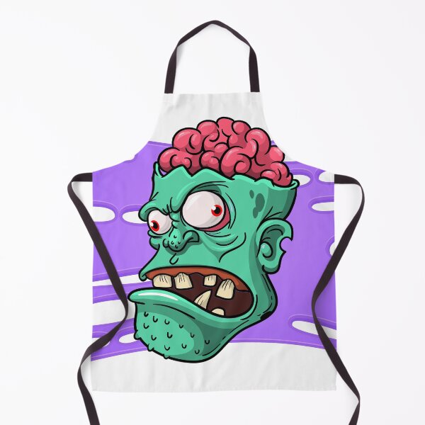 Item preview, Zombie with a brain out on purple slime background  designed and sold by Patsmerch.