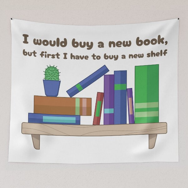 Item preview, Funny Illustration with Bookshelf for a Book Lovers designed and sold by A-U-Design.