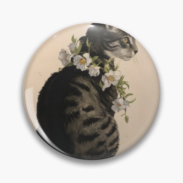 Item preview, Grey Tabby Cat with Flower designed and sold by FieldScent.