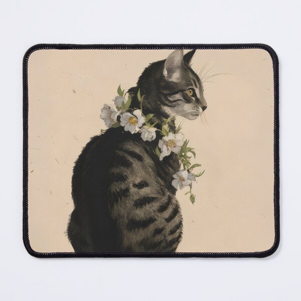 Item preview, Grey Tabby Cat with Flower designed and sold by FieldScent.