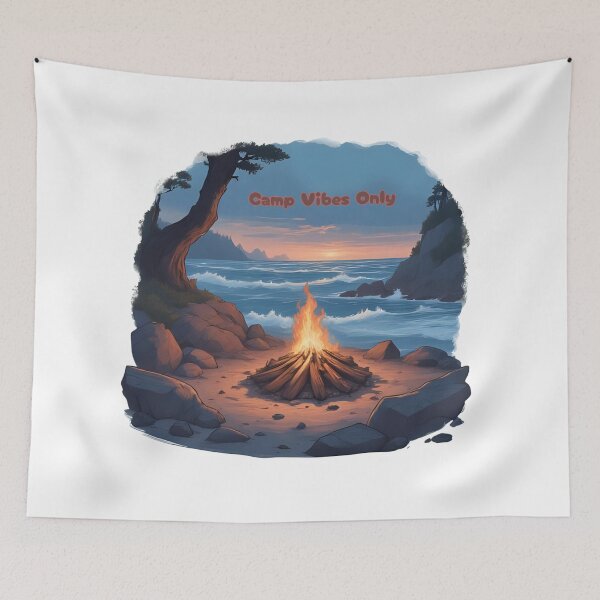 Item preview, Cozy Campfire Night by the Sea – Camp Vibes Only designed and sold by Pixel--Threads.