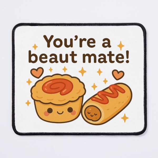Item preview, Cute Aussie Meat Pie & Sausage Roll with Tomato Sauce – Australian Snack Art designed and sold by POPDOTSHOP.