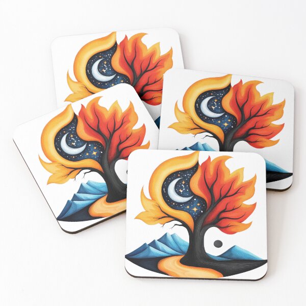 Item preview, The Cosmic Flame Tree – A Surreal Fusion of Fire, Nature, and the Night Sky designed and sold by ChenEngEng.