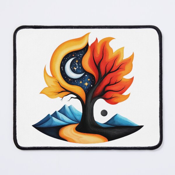 Item preview, The Cosmic Flame Tree – A Surreal Fusion of Fire, Nature, and the Night Sky designed and sold by ChenEngEng.