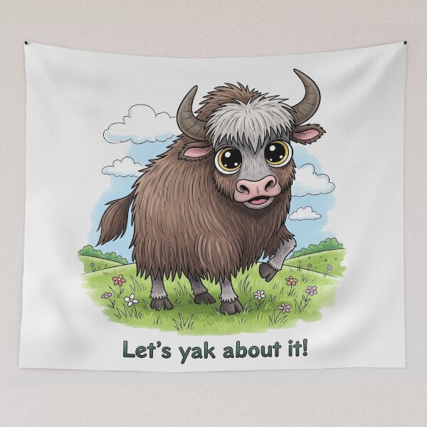 Item preview, Let's Yak About It Cute Yak Illustration designed and sold by Owcomm.